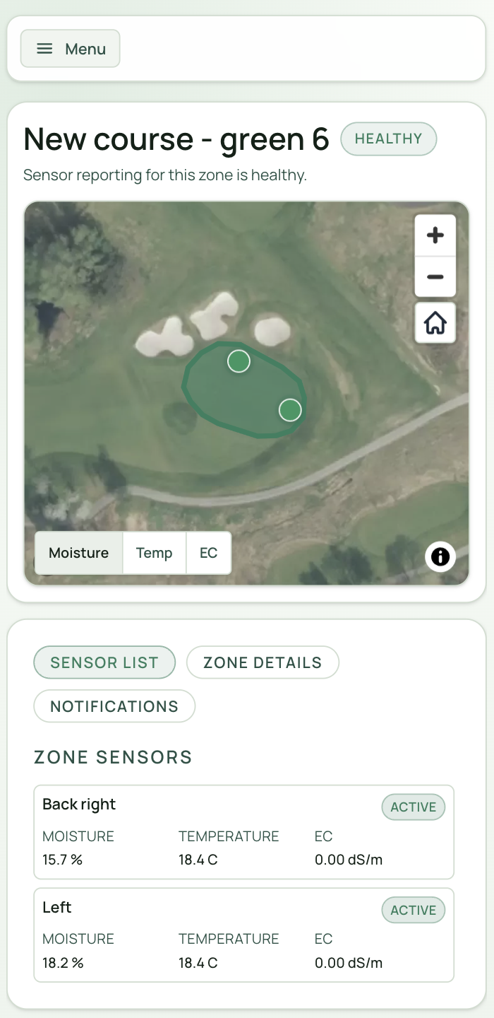 SimpleSoil zone details view